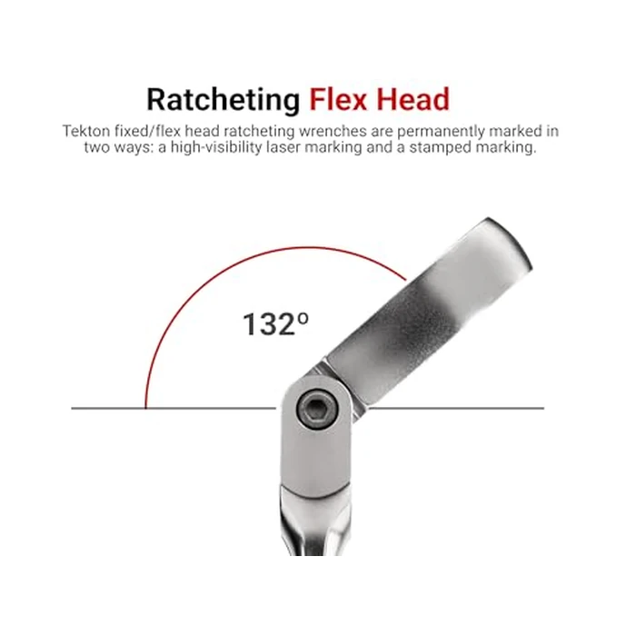 TEKTON 1/4 Inch Long Fixed/Flex Head 12-Point Ratcheting Box End Wrench | WRB35306 by TEKTON - Image 4