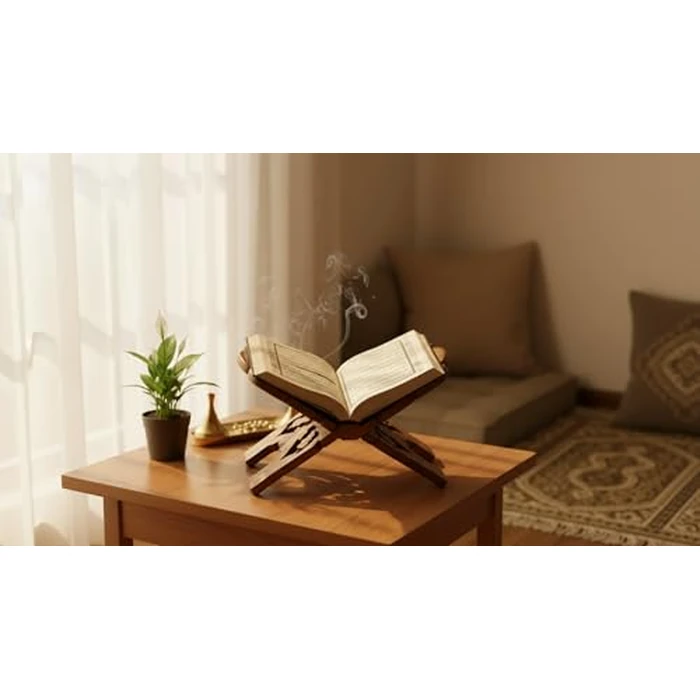 The Great Indian Bazaar Beautiful Handmade Wooden Prayer Book Display Stand Holder Rehal for Religious Holy Books Foldable Book Rest Home Decor Accents 12 (L) X 6 (W) Inches Medium Brown by The Great Indian Bazaar - Image 5