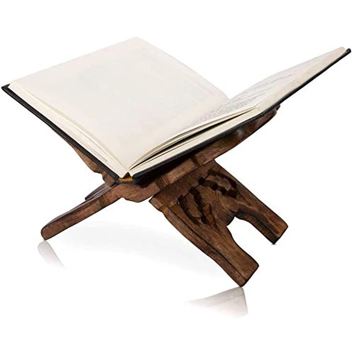 The Great Indian Bazaar Beautiful Handmade Wooden Prayer Book Display Stand Holder Rehal for Religious Holy Books Foldable Book Rest Home Decor Accents 12 (L) X 6 (W) Inches Medium Brown by The Great Indian Bazaar - Image 8