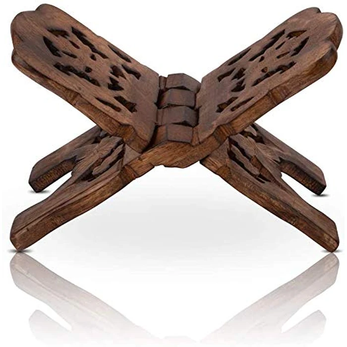 The Great Indian Bazaar Beautiful Handmade Wooden Prayer Book Display Stand Holder Rehal for Religious Holy Books Foldable Book Rest Home Decor Accents 12 (L) X 6 (W) Inches Medium Brown by The Great Indian Bazaar - Image 9
