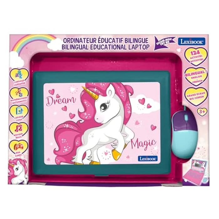LEXiBOOK - Unicorn Educational and Bilingual Laptop Spanish/English - Toy for Children with 124 Activities to Learn Mathematics, Dactylography, Logic, Clock Reading, Play Games and Music - JC598UNIi2 by LEXiBOOK - Image 5