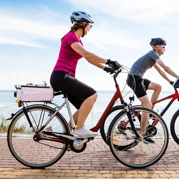 RAYMACE Bike Trunk Cooler Bag With Tail Light,Bicycle Rear Rack Bag Insulated Storage 8L,Pannier Bag (Pink) by RAYMACE - Image 4