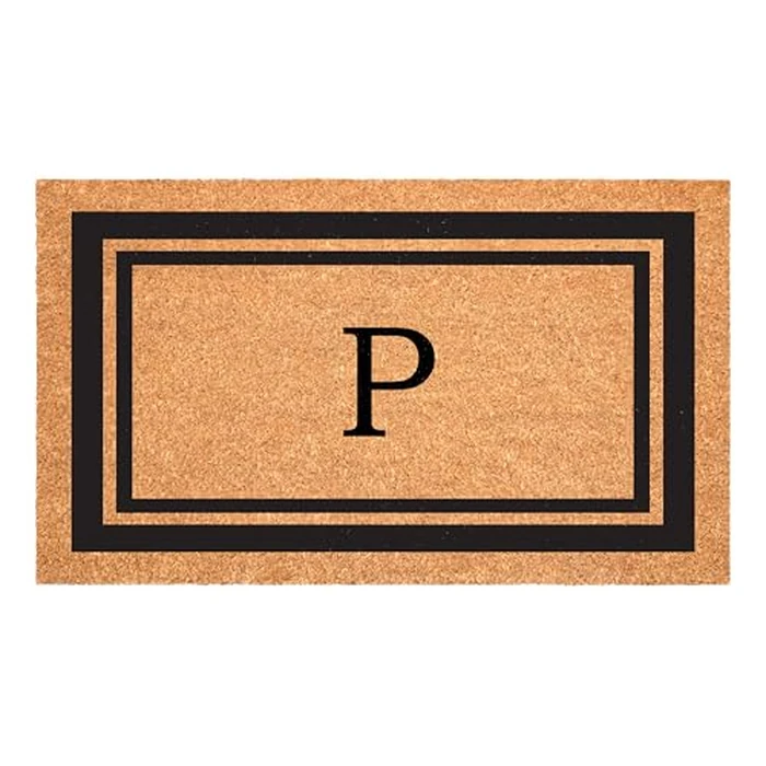Calloway Mills 152961830P Black Border 18" x 30" Monogram Doormat, (Letter P) by Calloway Mills - Used - Like New condition - US$14.85