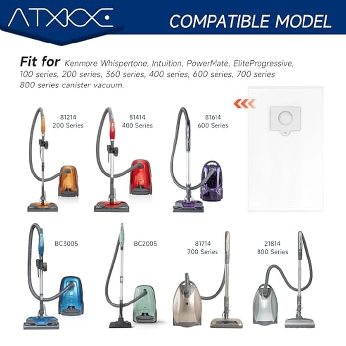 12 Pack Canister Vacuum Cleaner Dust Replacement Bags Fit for Kenmore Type Q/C 5055,50557,50558,200 400 600 700 800 series Bag by ATXKXE - Image 2