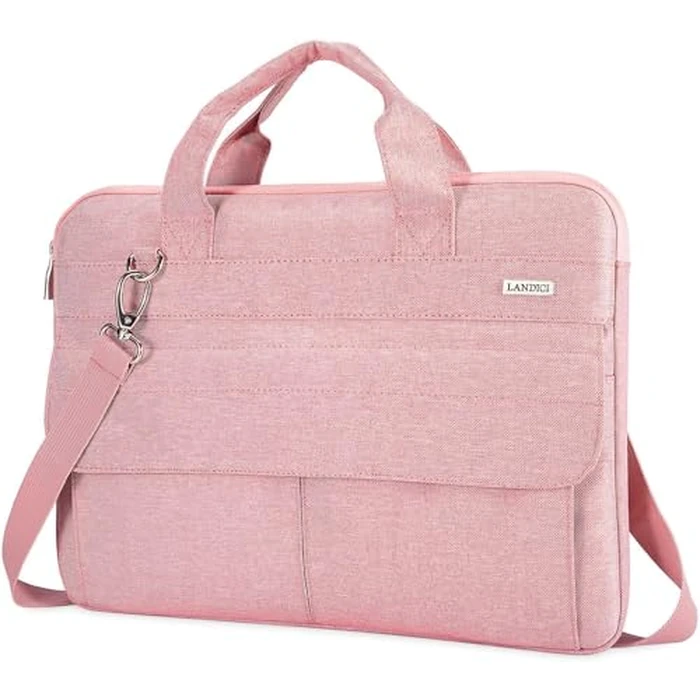 LANDICI Laptop Bag Case 13 14 inch with Shoulder Strap, Slim Waterproof Computer Sleeve Cover Compatible with MacBook Air 13/13.6 M1 M2 M3 M4, MacBook Pro 13/14, Chromebook 14, Pink by LANDICI - Used - Like New condition - US$15.95