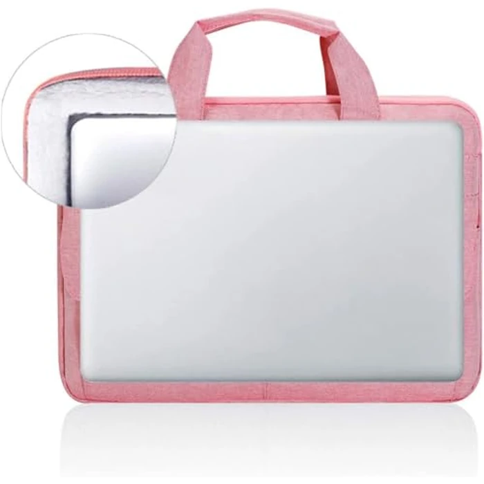 LANDICI Laptop Bag Case 13 14 inch with Shoulder Strap, Slim Waterproof Computer Sleeve Cover Compatible with MacBook Air 13/13.6 M1 M2 M3 M4, MacBook Pro 13/14, Chromebook 14, Pink by LANDICI - Image 2