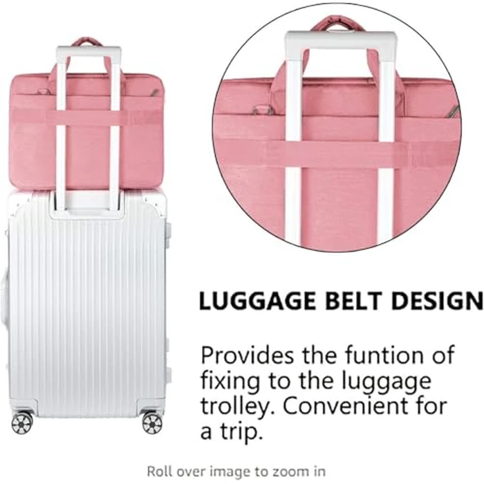 LANDICI Laptop Bag Case 13 14 inch with Shoulder Strap, Slim Waterproof Computer Sleeve Cover Compatible with MacBook Air 13/13.6 M1 M2 M3 M4, MacBook Pro 13/14, Chromebook 14, Pink by LANDICI - Image 4