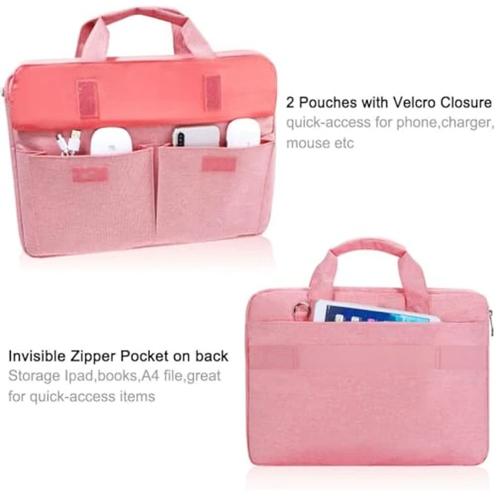 LANDICI Laptop Bag Case 13 14 inch with Shoulder Strap, Slim Waterproof Computer Sleeve Cover Compatible with MacBook Air 13/13.6 M1 M2 M3 M4, MacBook Pro 13/14, Chromebook 14, Pink by LANDICI - Image 5