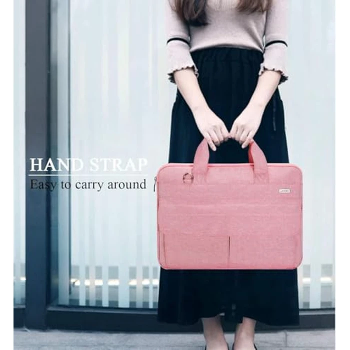 LANDICI Laptop Bag Case 13 14 inch with Shoulder Strap, Slim Waterproof Computer Sleeve Cover Compatible with MacBook Air 13/13.6 M1 M2 M3 M4, MacBook Pro 13/14, Chromebook 14, Pink by LANDICI - Image 6