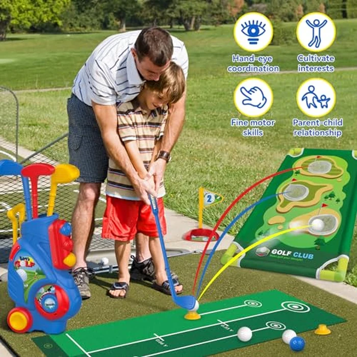 Liberry Toddler Golf Set for 2 3 4 5 Years Old Boys Girls, Upgraded Kids Golf Cart with Golf Cornhole Board & Putting Mat, Indoor and Outdoor Golf Toys Birthday Gifts by Liberry - Image 4