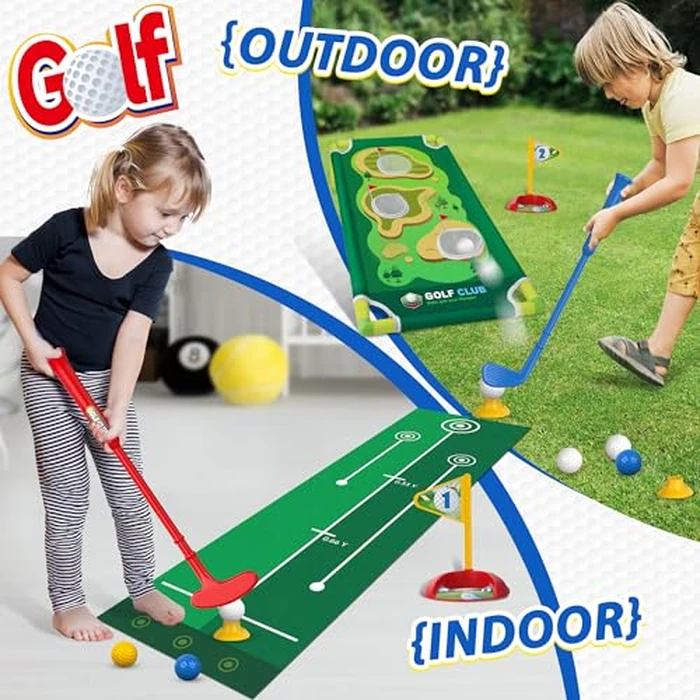 Liberry Toddler Golf Set for 2 3 4 5 Years Old Boys Girls, Upgraded Kids Golf Cart with Golf Cornhole Board & Putting Mat, Indoor and Outdoor Golf Toys Birthday Gifts by Liberry - Image 6