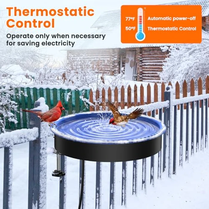Keten Bird Bath Heater, 100W Thermostatically Controlled Heated Bird Baths Bowl for Winter, Prevents Birdbath Water from Freezing Suitable for Outdoors Garden Yard Patio Lawn by Keten - Image 2
