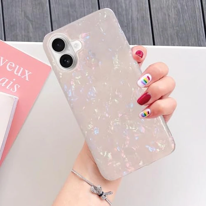 J.west Compatible with iPhone 16 Plus Case 6.7 inch,Sparkle Opal Glitter Translucent Clear Soft TPU Slim Fit Protective Phone Cover Case for Women Girls Colorful by J.west - Image 6