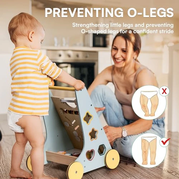 ROBOTIME Wooden Baby Walker, Wooden Push Walker with Wheels, Push Toys for Babies Learning to Walk, Baby Walkers Activity Center for Boys and Girls by ROBOTIME - Image 2
