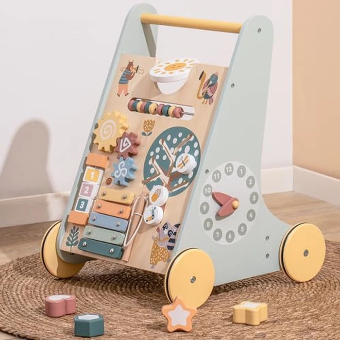 ROBOTIME Wooden Baby Walker, Wooden Push Walker with Wheels, Push Toys for Babies Learning to Walk, Baby Walkers Activity Center for Boys and Girls by ROBOTIME - Image 5