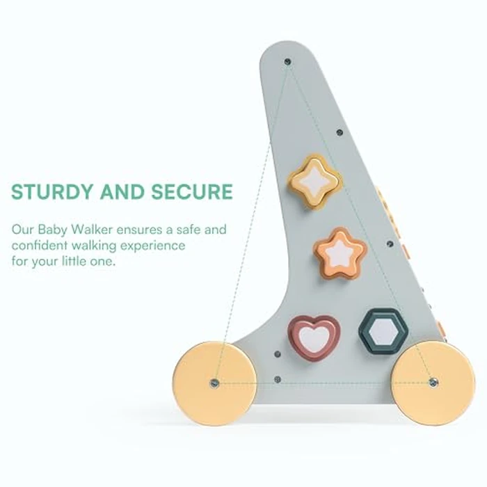 ROBOTIME Wooden Baby Walker, Wooden Push Walker with Wheels, Push Toys for Babies Learning to Walk, Baby Walkers Activity Center for Boys and Girls by ROBOTIME - Image 6