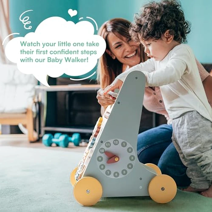 ROBOTIME Wooden Baby Walker, Wooden Push Walker with Wheels, Push Toys for Babies Learning to Walk, Baby Walkers Activity Center for Boys and Girls by ROBOTIME - Image 8