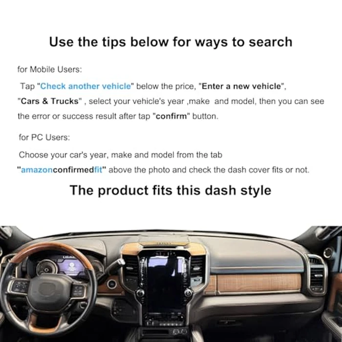 Dash Cover Dashboard Mat Pad Carpet Custom Fit for Dodge Ram 1500 2500 3500 4000 4500 2019 2020 2021 2022 2023 2024 2025 2026 Pickup Truck with Light Sensor w/o HUD(19-25 Black) J183 by Yiz - Image 3