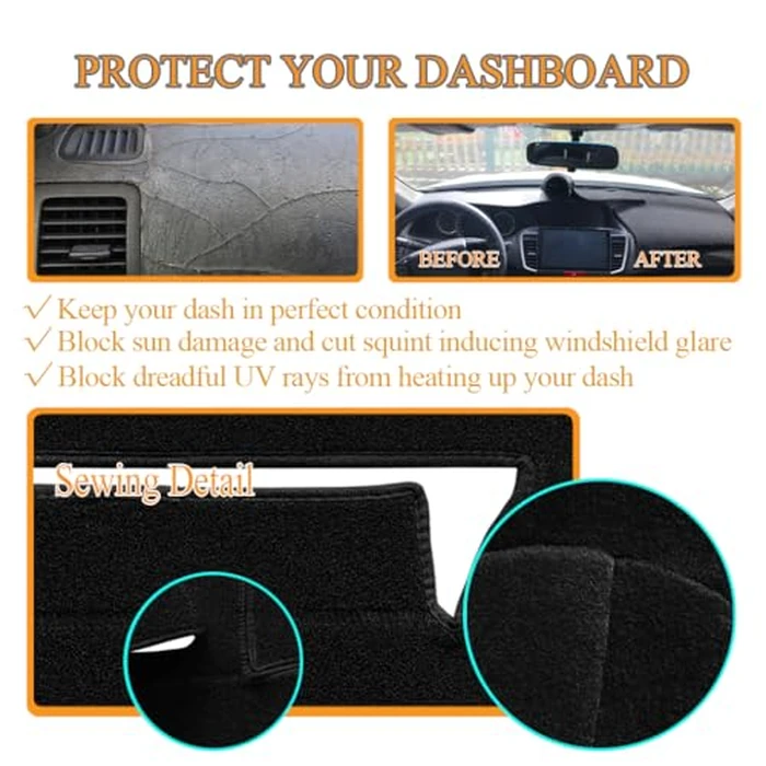 Dash Cover Dashboard Mat Pad Carpet Custom Fit for Dodge Ram 1500 2500 3500 4000 4500 2019 2020 2021 2022 2023 2024 2025 2026 Pickup Truck with Light Sensor w/o HUD(19-25 Black) J183 by Yiz - Image 6