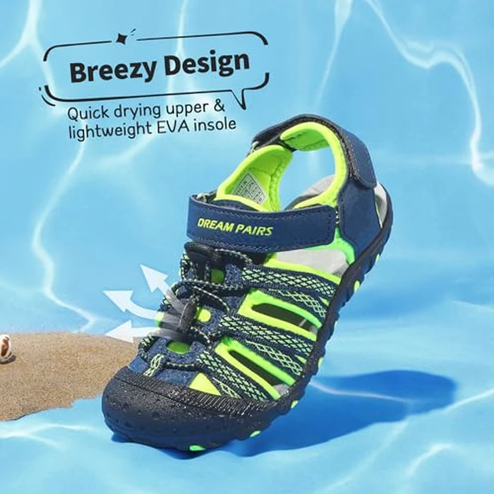 DREAM PAIRS Boys Girls Summer Outdoor Athletic Sport Sandals Hiking Beach Casual Closed Toe Adjustable Multicolor for Toddler/Little/Big Kids,Size 5 Big Kid,Navy/Neon/Green,171111-K by DREAM PAIRS - Image 6