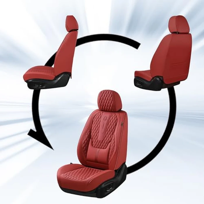Coverado Car Seat Covers Front Seats, Luxury Faux Leather Red Seat Covers for Cars Waterproof Seat Covers with Lumbar Support, Car Seat Protector Universal Fit for Most Cars SUV Truck(Front, Red) by Coverado - Image 5