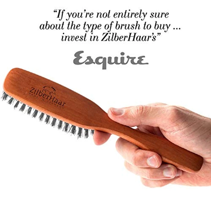 ZilberHaar Long Hair & Beard Brush - Made From Stiff First Cut Boar Bristles And Pearwood - Perfect Beard Care for Men - Works with all Beard Balms and Oils - 8.5 inches long by ZilberHaar - Image 1