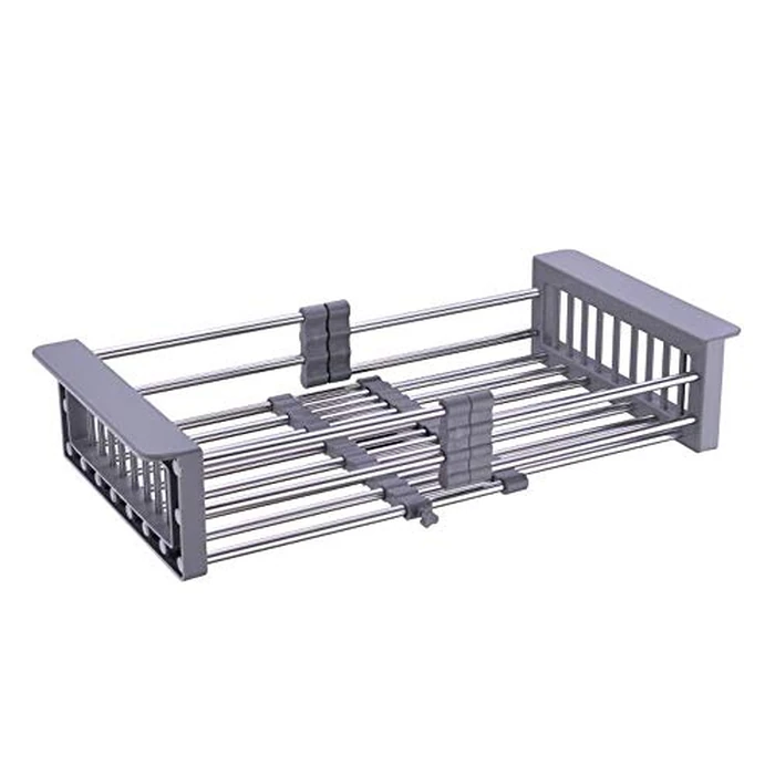 TUTEW Dish Drying Rack, Over The Sink Dish Drying Rack, Stainless Steel Dish Drainer with Adjustable Arms Holder Functional Kitchen Sink Organizer for Vegetable and Fruit by TUTEW - Image 1