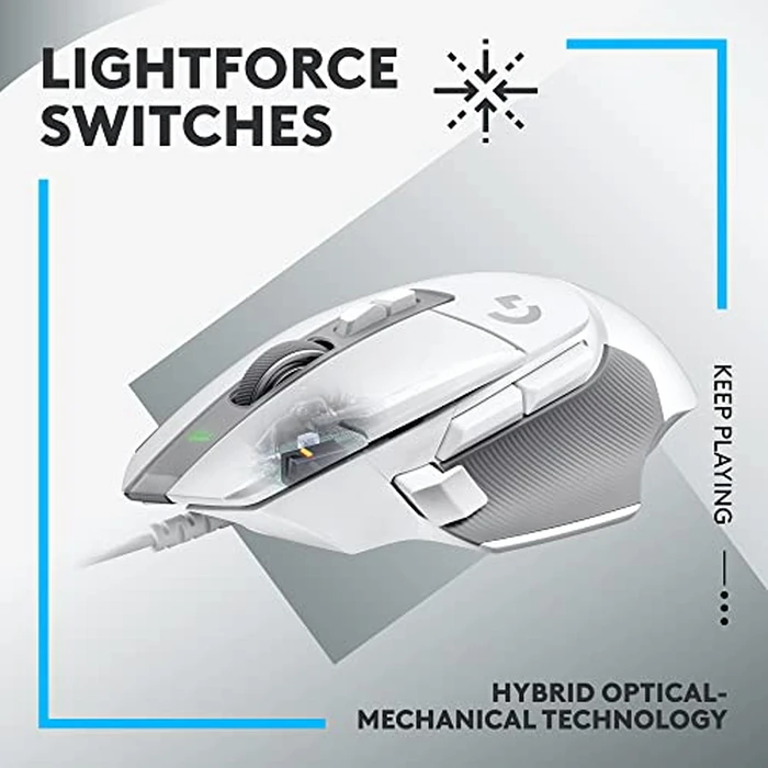 Logitech G502 X Wired Gaming Mouse - LIGHTFORCE Hybrid Optical-Mechanical Primary switches, Hero 25K Gaming Sensor, Compatible with PC - macOS/Windows - White by Logitech G - Image 2