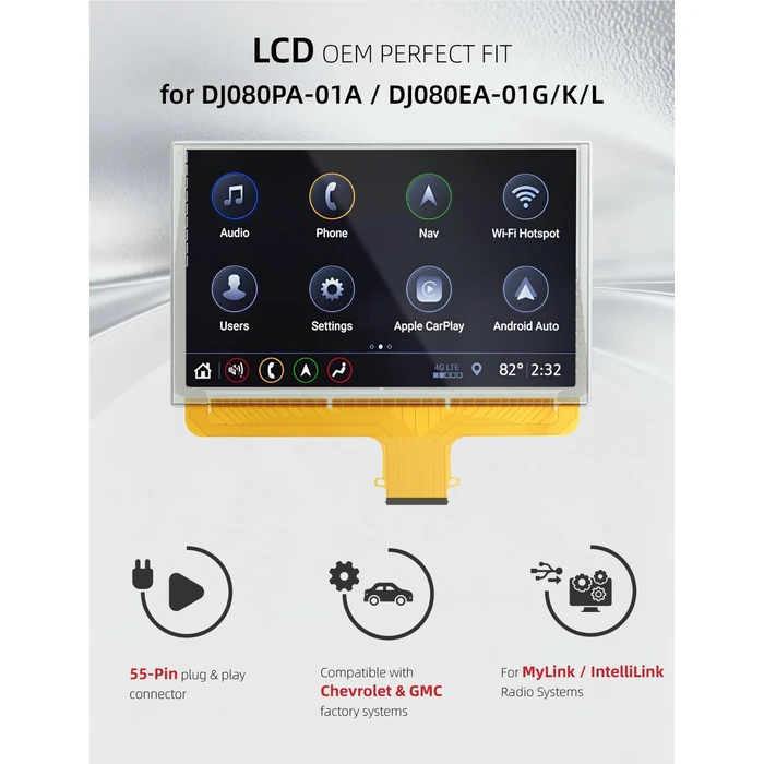 DZFST.FI 8" Touch Screen Glass Digitizer 55 Pin Mylink Radio Navigation Compatible with 2015-2020 Chevy Tahoe Silverado Colorado Suburban & GMC Sierra Yukon Canyon Replace# DJ080PA-01A/G/K/L by DZFST.FI - Image 2