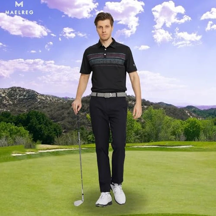 M MAELREG Dress Pants for Men Straight Fit Stretch Quick Dry Lightweight 5 Pockets Business Casual Golf Pants Men Black by M MAELREG - Image 1