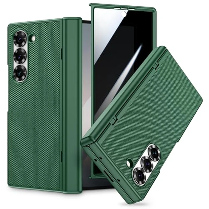 VEGO for Galaxy-Z-Fold-6 Case, with Built-in Privacy Screen Protector & Hinge Protection, Support Wireless Charging Thin PU Leather Full-Body Protection Slim Cover for Samsung Galaxy Z Fold 6 - Green by VEGO - Used - Like New condition - US$18.11