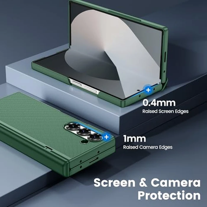 VEGO for Galaxy-Z-Fold-6 Case, with Built-in Privacy Screen Protector & Hinge Protection, Support Wireless Charging Thin PU Leather Full-Body Protection Slim Cover for Samsung Galaxy Z Fold 6 - Green by VEGO - Image 6