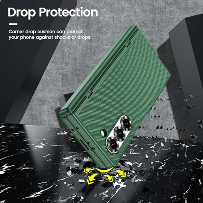 VEGO for Galaxy-Z-Fold-6 Case, with Built-in Privacy Screen Protector & Hinge Protection, Support Wireless Charging Thin PU Leather Full-Body Protection Slim Cover for Samsung Galaxy Z Fold 6 - Green by VEGO - Image 9