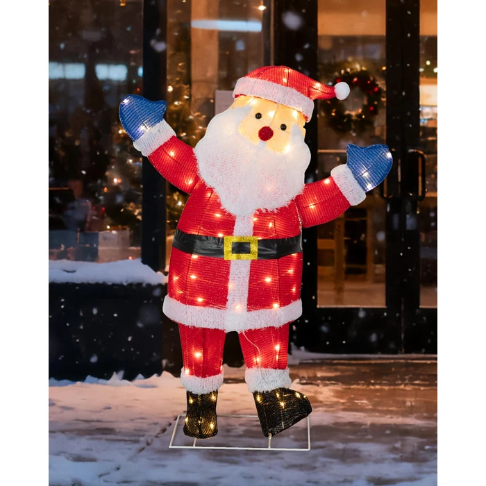Lighted Christmas Santa, Outdoor Indoor Christmas Holiday Decoration Outdoor Pre-lit 3D Santa Claus Decor, with 80 Warm LED Lights for Lawn Yard Garden Indoor Player by Pterying - Used - Very Good condition - US$27.31