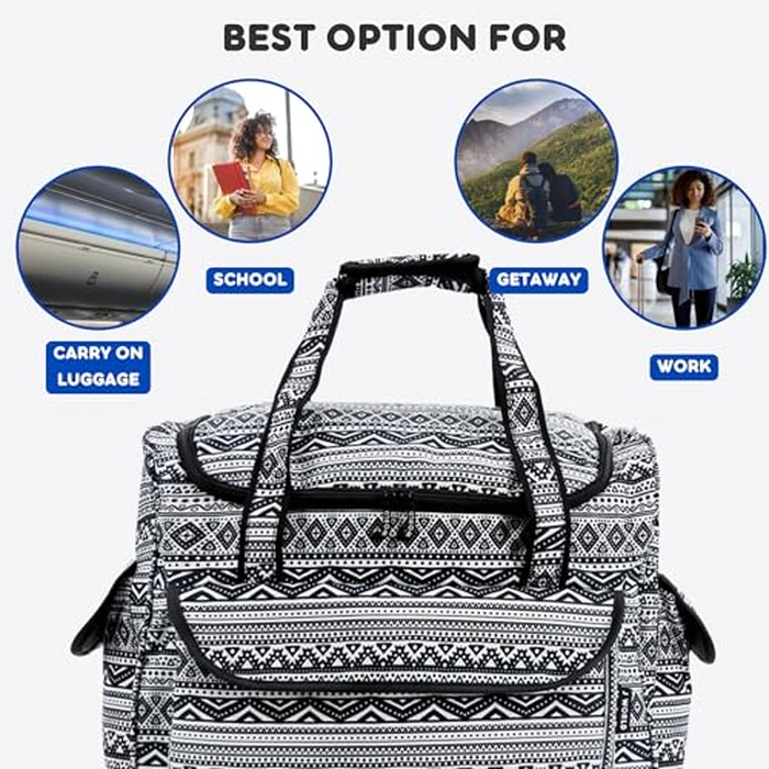 J World Donna Rolling Tote Bag on Wheels for Women. Roller Laptop Briefcase. Overnight Weekender Teachers Work, Tribal by J World New York - Image 2