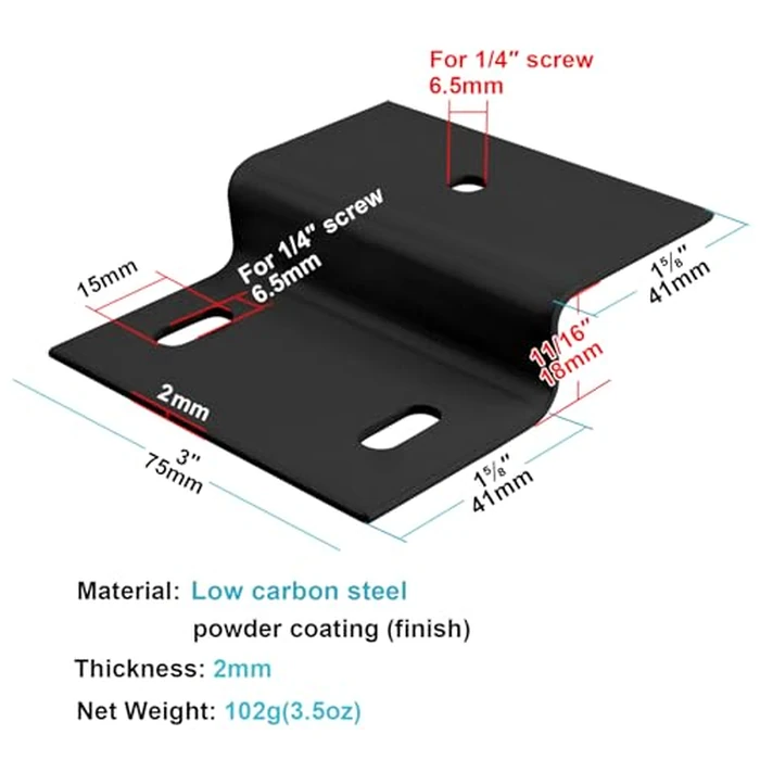 eoere 10 PCS Z Bracket, Fits 11/16" Panel, 3" x 1-5/8" x 11/16" x 1-5/8", Black by eoere - Image 2