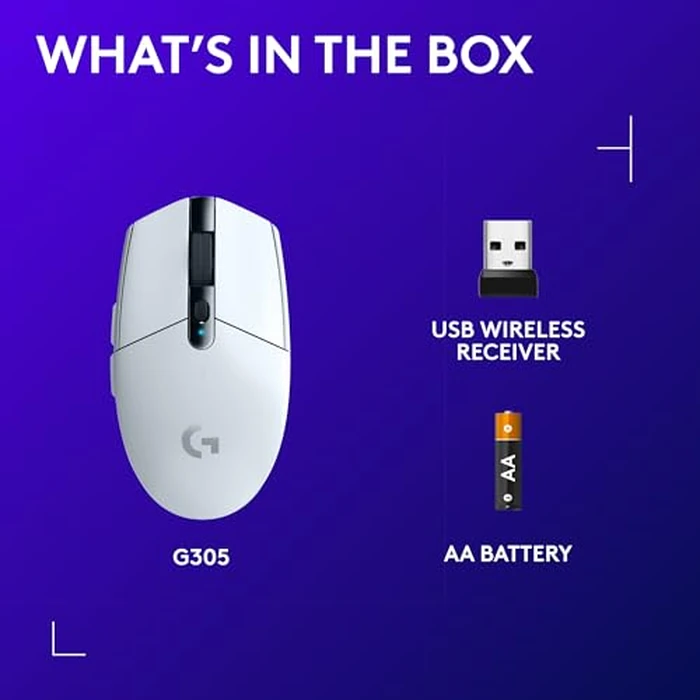Logitech G305 Lightspeed Wireless Gaming Mouse, Hero Sensor, 12,000 DPI, Lightweight, 6 Programmable Buttons, 250h Battery, On-Board Memory, Compatible with PC, Mac - White by Logitech G - Image 9