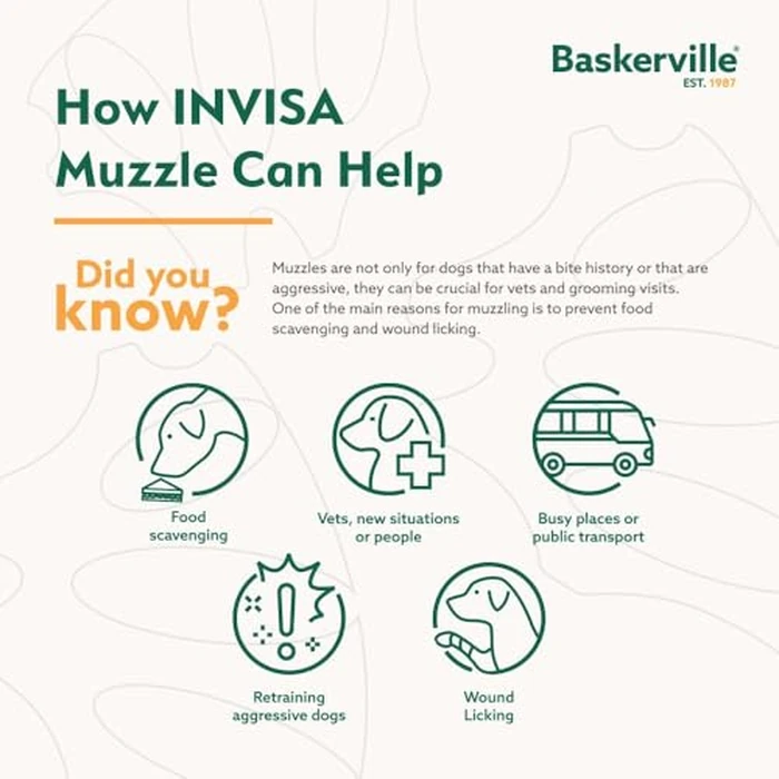 Baskerville INVISA Basket Dog Muzzle - Patented Humane Design with Facial Visibility, Padded Nose Band, Dog can Pant and Drink, Prevents Biting and Scavenging. Muzzle for Medium-Sized Dogs (Size 3) by Baskerville - Image 7