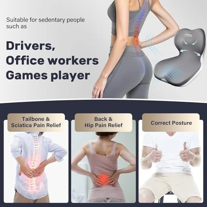 Coverado [Upgraded] Car Seat Cushion and Lumbar Support Pillow One Piece, Memory Foam Ergonomic Back Support Driving Seat Cushion for Back Pain, Non-Slip Washable Cushion for Car, Driver, Office by Coverado - Image 7