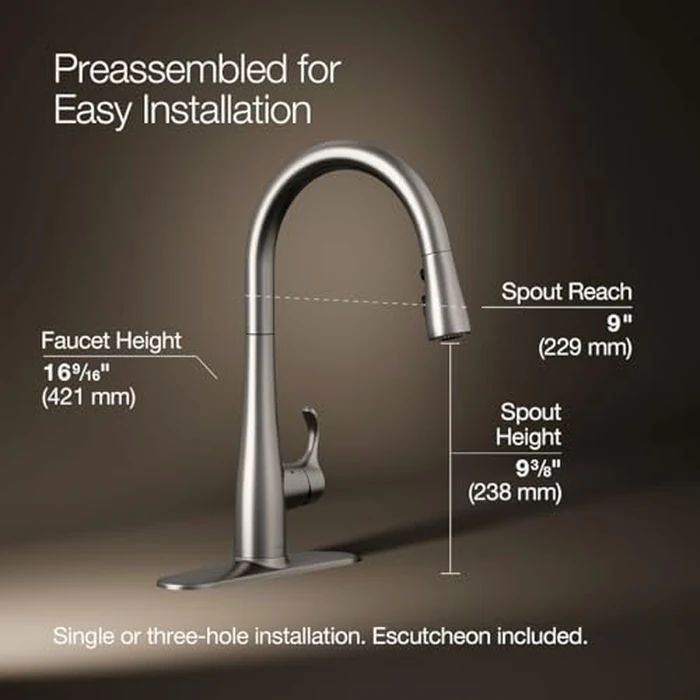 KOHLER Simplice Response Touchless Pull Down Kitchen Faucet in Stainless Steel, K-22036-VS by Kohler - Image 3