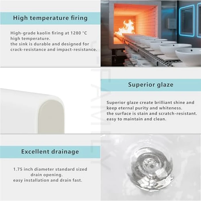 J-FAMILY 14.5'' x 10.6'' Small Vessel Sink Bathroom Above Counter White Porcelain Ceramic Rectangular Sink Bowl Small Vanity Sink Lavatory Wash Hand Basin by J-FAMILY - Image 7