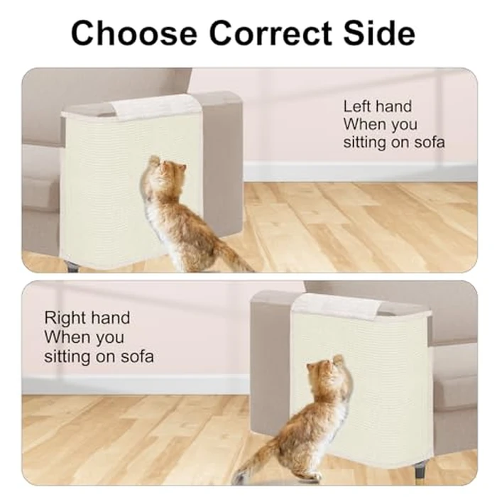 Cat Scratch Sofa Protector,23.6" L*19.6" W Cat Scratch Furniture Protector Pad, Couch Arm Sheild with Natural Sisal for Protecting Couch Sofa Chair Furniture(Beige/Right Handed) by Oroonoko - Image 6