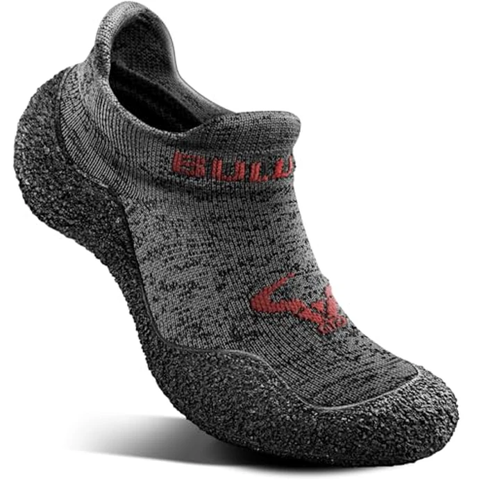 BULLIANT Men Slipper Socks,Grip Socks Hiking Water Shoes Barefoot Shoes for Outdoor Walking Exercises(Gray Heather/Rose Red-13 Women/11 Men) by BULLIANT - Used - Very Good condition