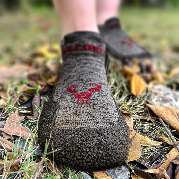 BULLIANT Men Slipper Socks,Grip Socks Hiking Water Shoes Barefoot Shoes for Outdoor Walking Exercises(Gray Heather/Rose Red-13 Women/11 Men) by BULLIANT - Image 2