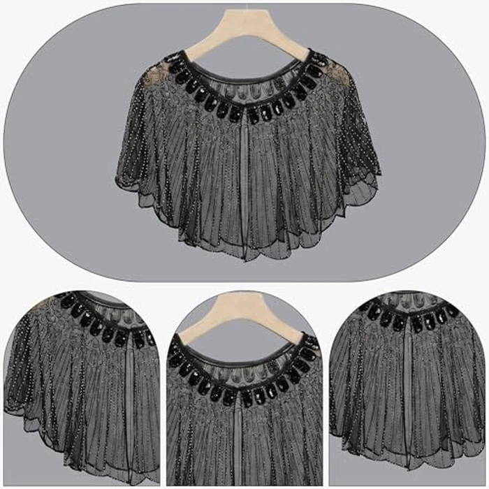 ELECLAND 10 Pieces 1920s Flapper Gatsby Accessories Set Fashion Roaring 20's Theme Set (Black 2) by ELECLAND - Image 3