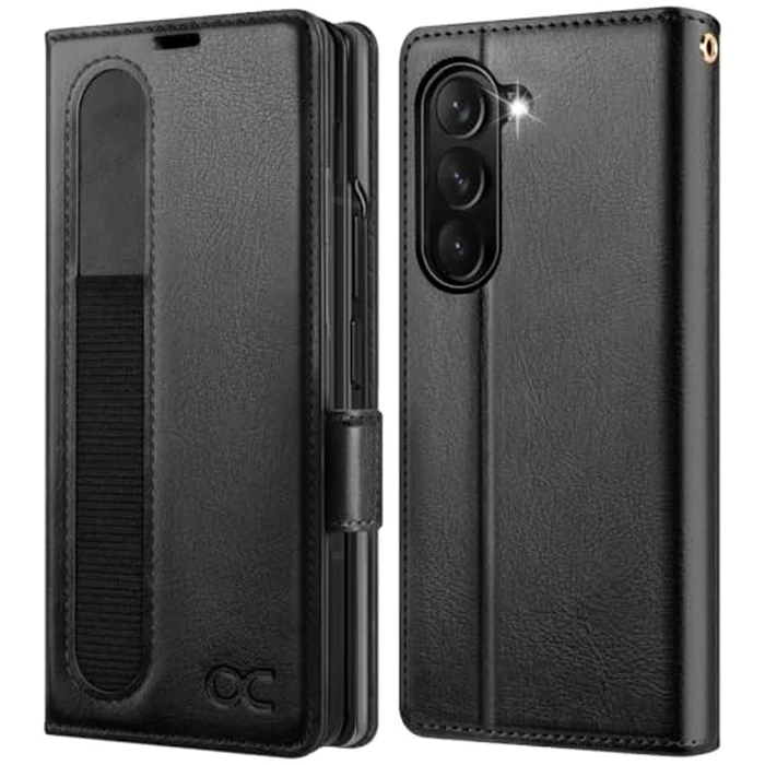 OCASE Compatible with Samsung Galaxy Z Fold7 Wallet Case, PU Leather Flip Folio Phone Cover with Card Slots, RFID Blocking, Kickstand & Wrist Strap for Z Fold 7 2025, Black by OCASE - Used - Very Good condition