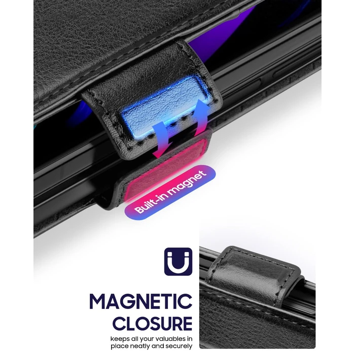 OCASE Compatible with Samsung Galaxy Z Fold7 Wallet Case, PU Leather Flip Folio Phone Cover with Card Slots, RFID Blocking, Kickstand & Wrist Strap for Z Fold 7 2025, Black by OCASE - Image 5