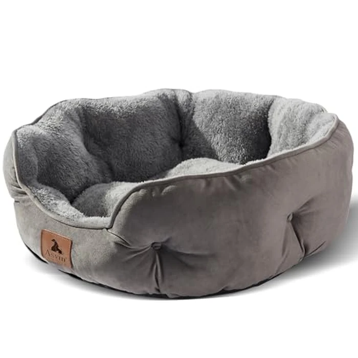 Asvin Small Dog Bed for Small Dogs, Cat Beds for Indoor Cats, Pet Bed for Puppy and Kitty, Extra Soft & Machine Washable with Anti-Slip & Water-Resistant Oxford Bottom, Grey, 20 inches by Asvin - Used - Very Good condition - US$14.77