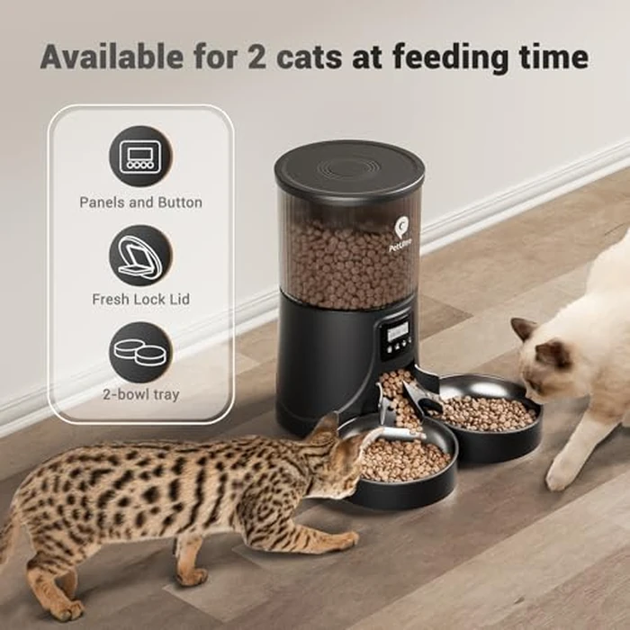 PETULTRA Automatic Cat Feeder for 2 Cats - 16 Cups/4L Timed Auto Pet Feeder with Portion Control (1-6 Meals), Dual Power& Easy to Clean for Indoor Cats & Small Dogs by PETULTRA - Image 4