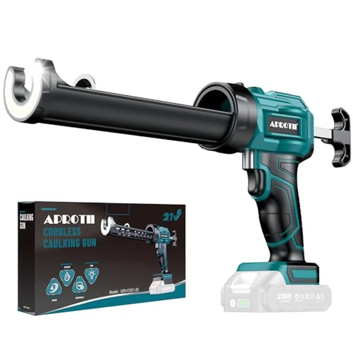 APROTII Electric Caulking Gun Compatible with Makita Battery, Cordless Caulk Gun w/ 4 Adjustable Speeds, LED Light, Drip-Free Adhesive 10OZ Caulk Gun for Filling, Sealing (No Battery) (10 oz) by APROTII - Used - Very Good condition - US$39.76